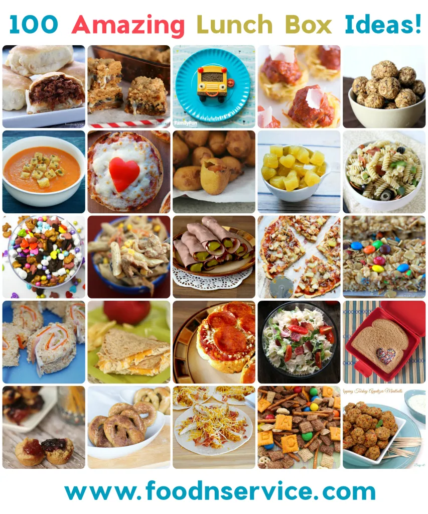 100 Amazing lunch box ideas to make for your kids! Now you'll have plenty of ideas on what to make for school lunches! Find more great articles @ foodnservice.com