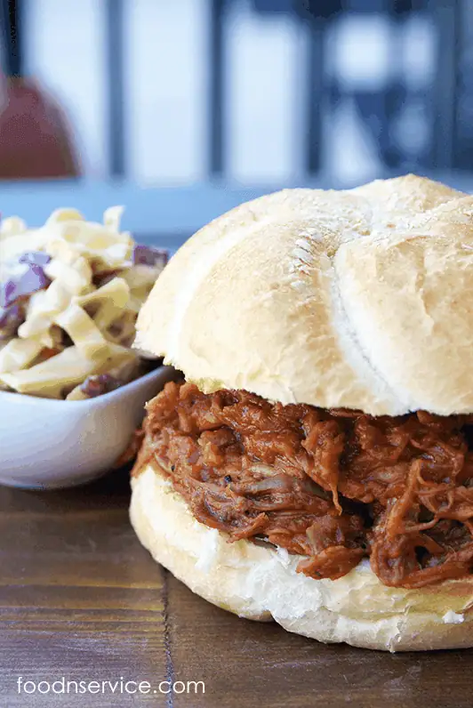 pulled pork on a kaiser roll