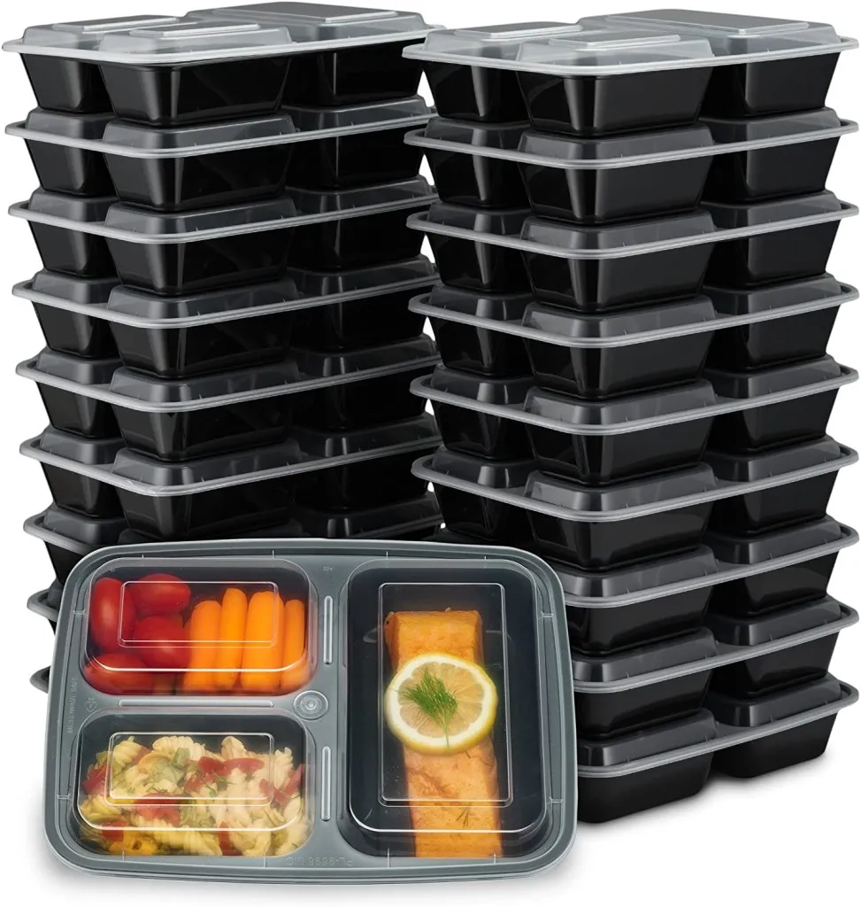meal prep containers in a stack for a weight watchers gift idea