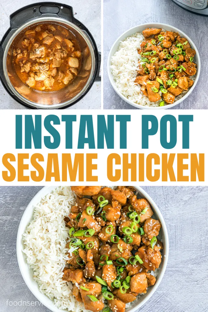 instant pot sesame chicken pinterest image to use on social media