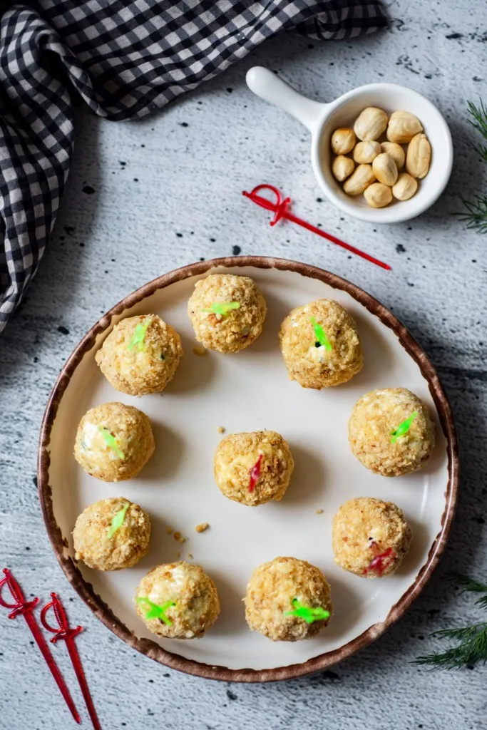 overhead shot of feta cheese covered olives