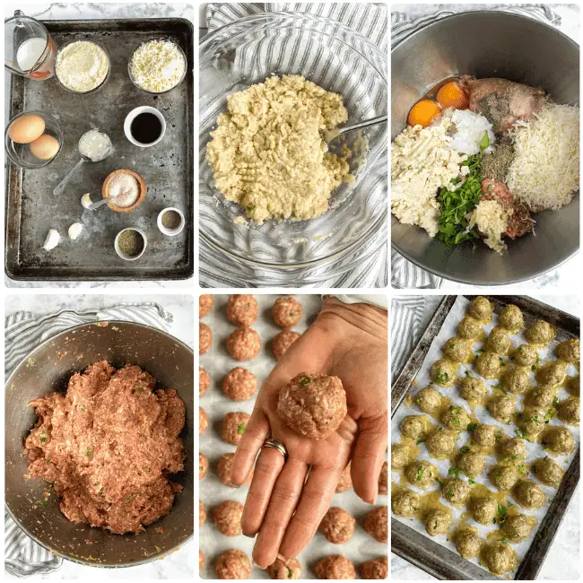 keto meatballs process image that shows you how to make them step by step