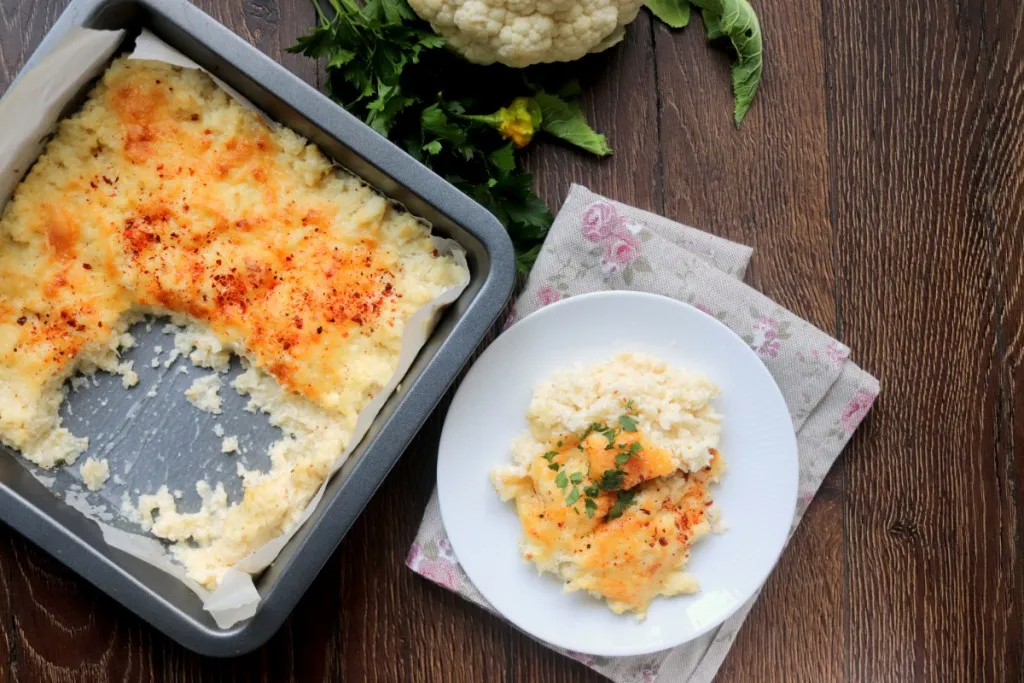 easy baked keto mashed cauliflower