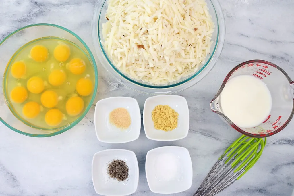 ingredients to make slow cooker breakfast casserole in portion cups