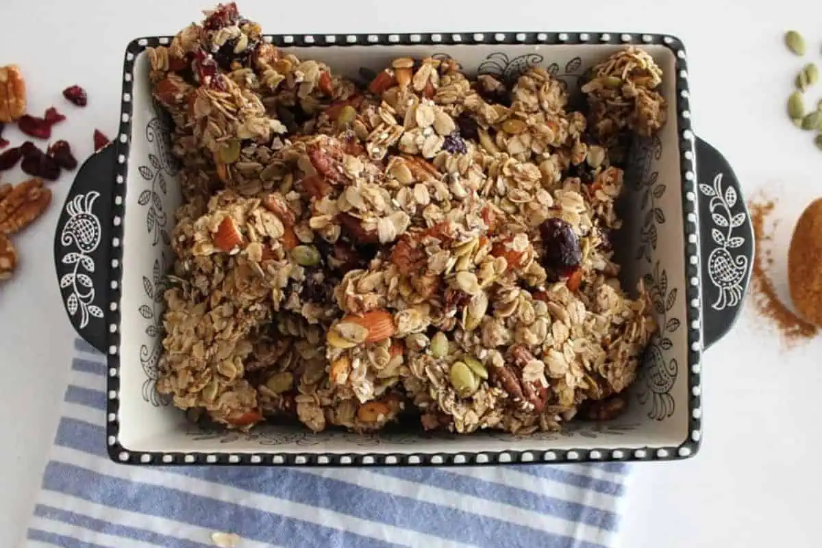 Crunchy chunky granola.