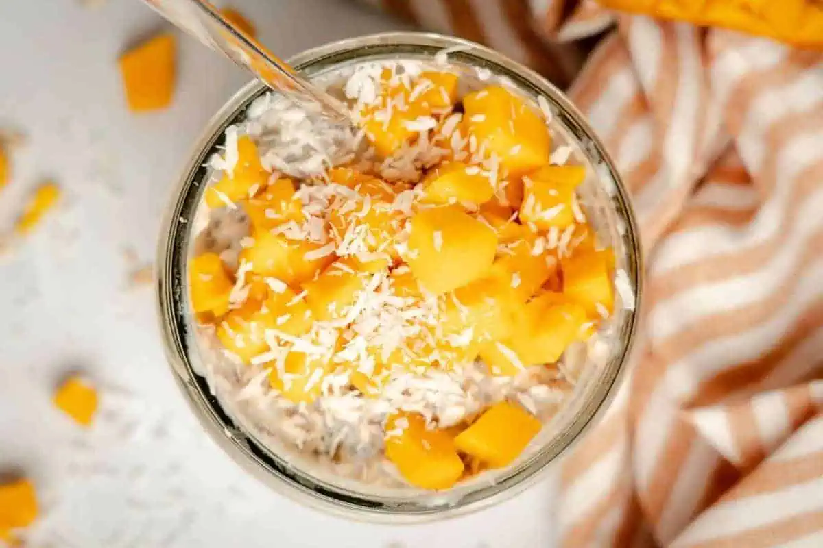 Mango coconut overnight oats.