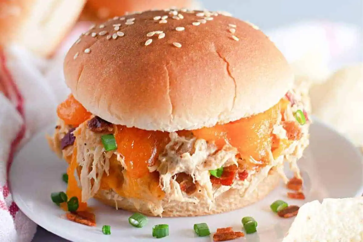A cheesy chicken sandwich.
