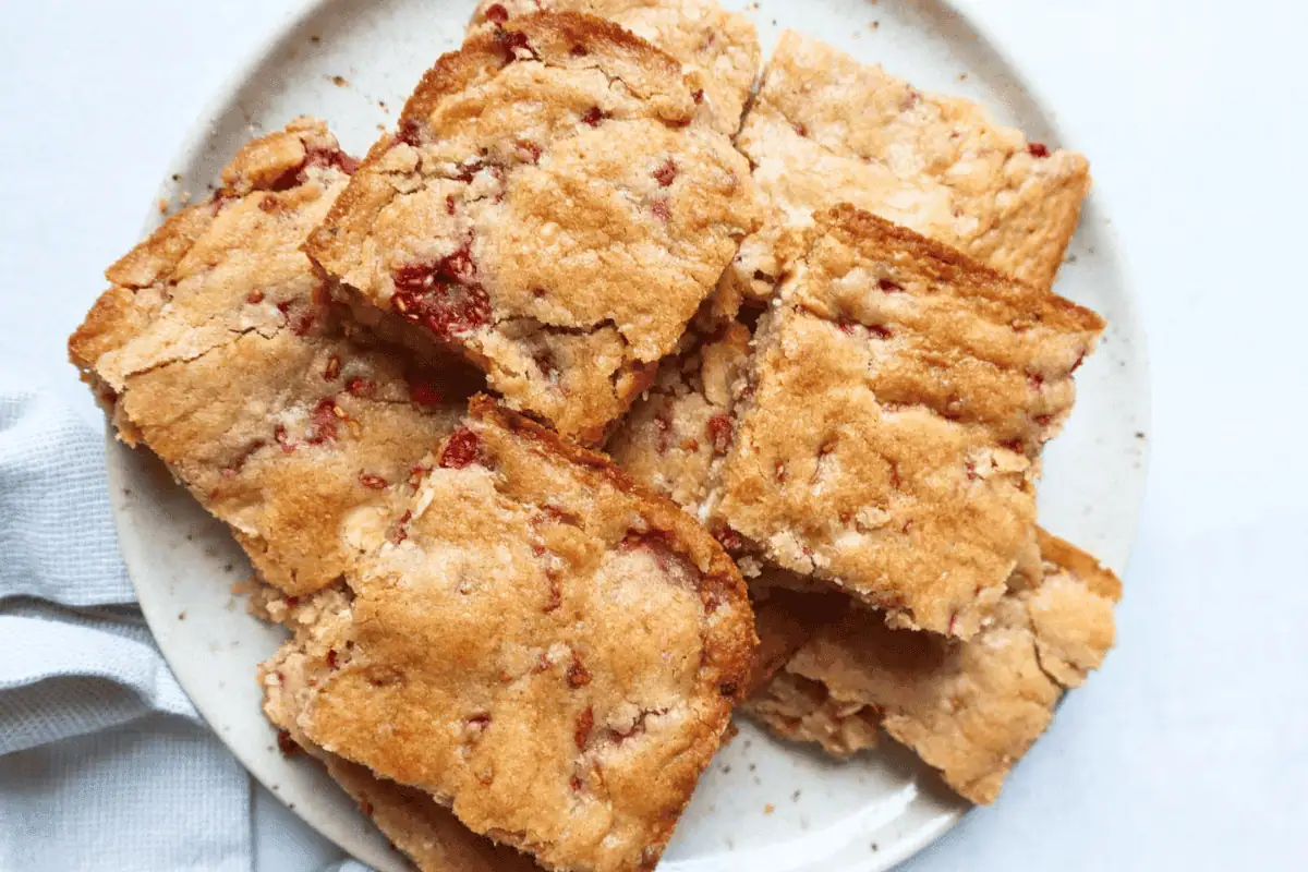 White chocolate raspberry blondies.