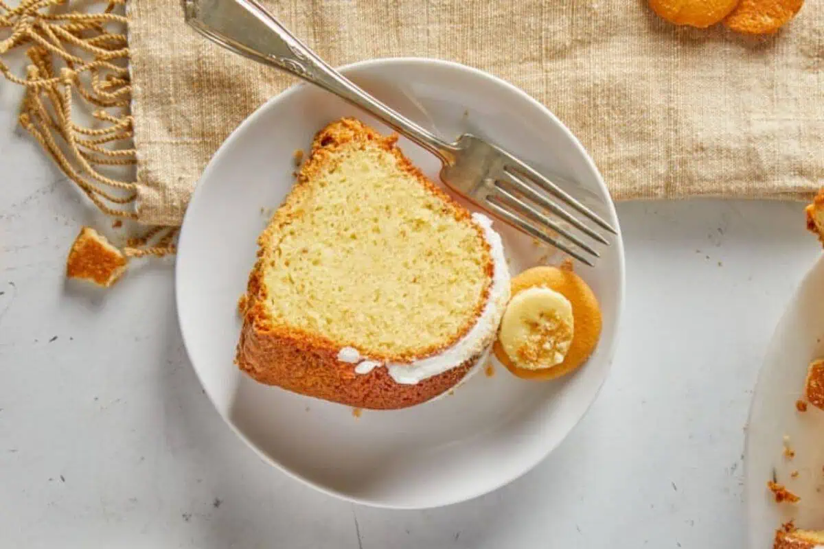 A slice of banana pound cake.