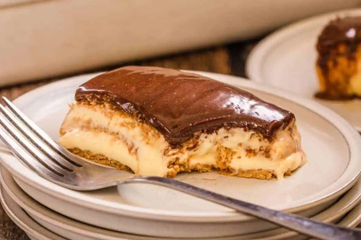 A slice of eclair cake.