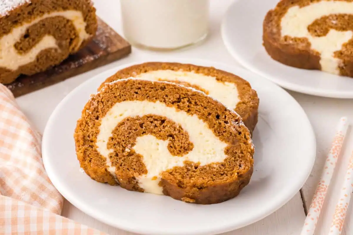 Slices of pumpkin roll.