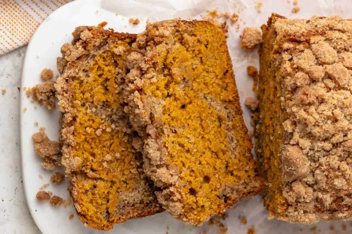 Slices of banana pumpkin bread.