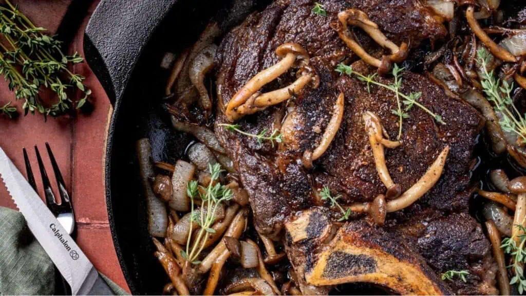 One Pan Ribeye Mushroom and Onion Skillet