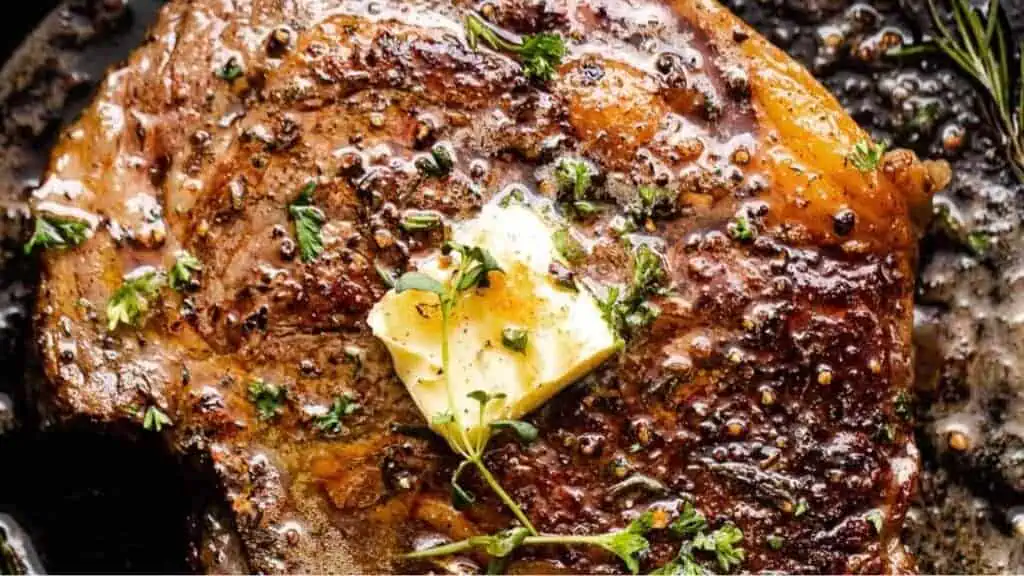 Ribeye Steak perfectly cooked with butter