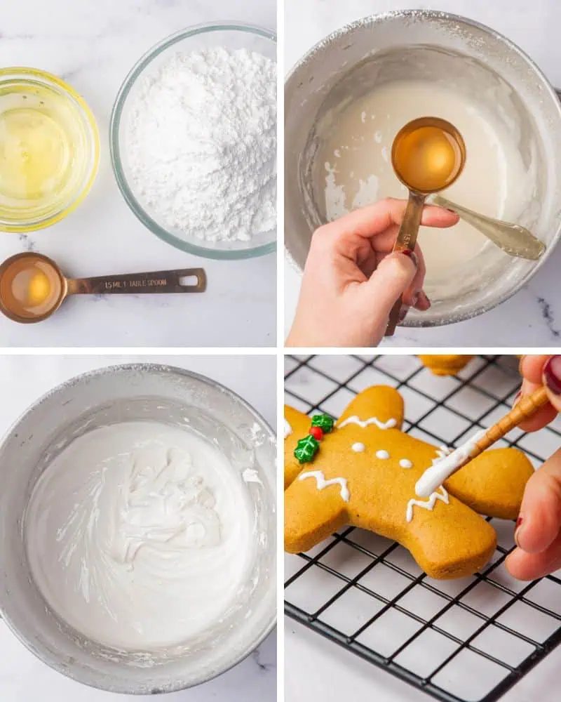 In-process recipe images for making air fryer gingerbread cookies.