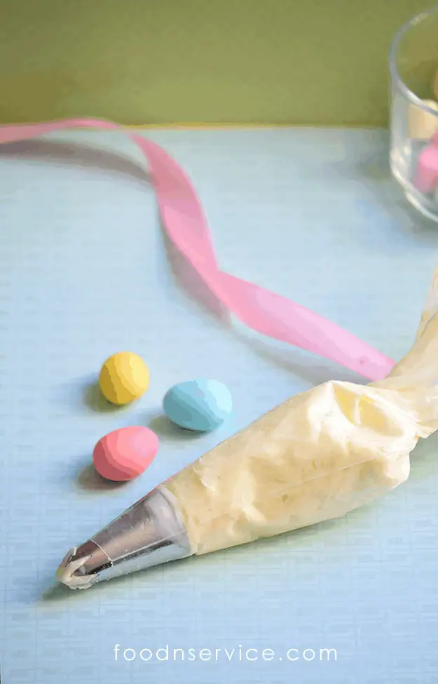 Add Easter Egg M&M pieces to the top of Easter cupcakes for decoration.