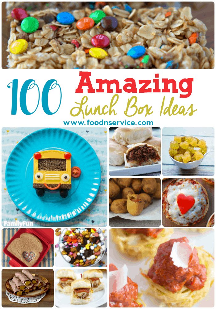 100 Amazing lunch box ideas to make for your kids! Now you'll have plenty of ideas on what to make for school lunches! Find more great articles @ foodnservice.com