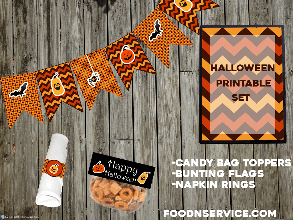 Free Halloween Party Printable Set to use for any Halloween party - kids or adults! foodnservice.com