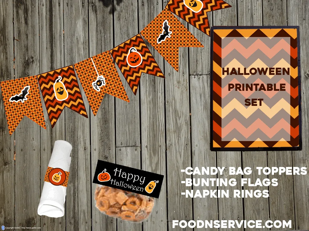 Free Halloween Party Printable Set to use for any Halloween party - kids or adults! foodnservice.com