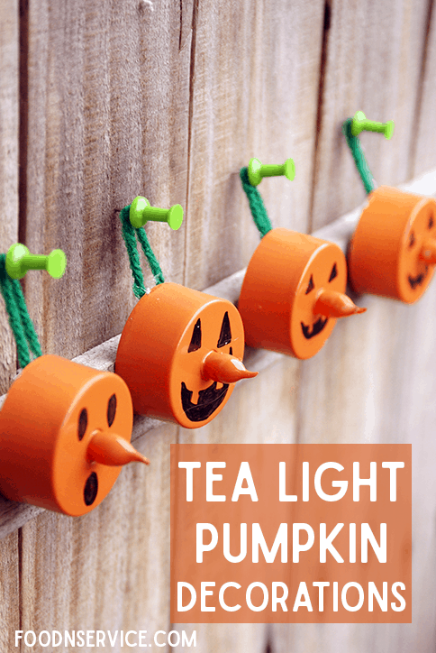 DIY Halloween pumpkin tea light decorations