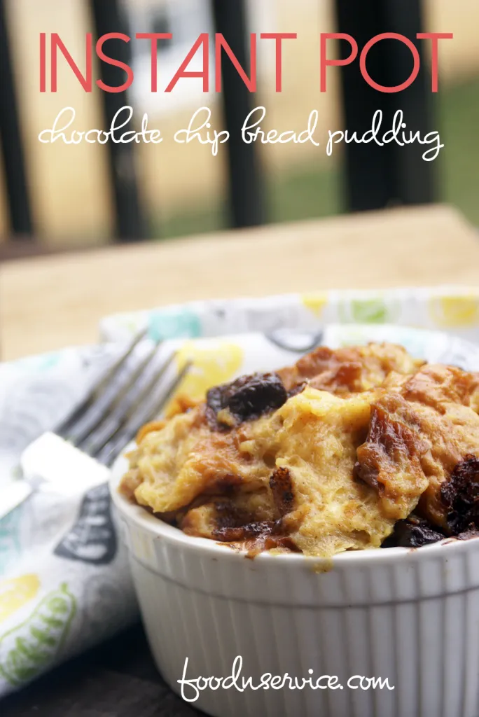 This is the best instant pot bread pudding recipe that you're going to come across. Why? Because it's loaded with chocolate chips!