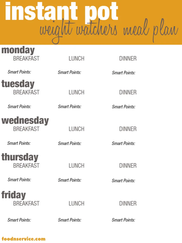 Instant Pot Weight Watchers recipes free printable meal planner
