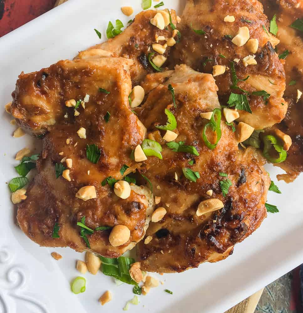 instant pot thai chicken thighs with peanut sauce