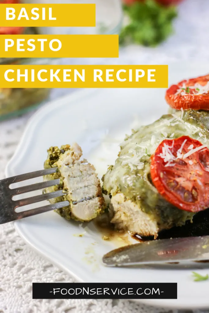 Basil pesto chicken recipe with sliced tomatoes and balsamic reduction. A great Weight Watchers Freestyle recipe.