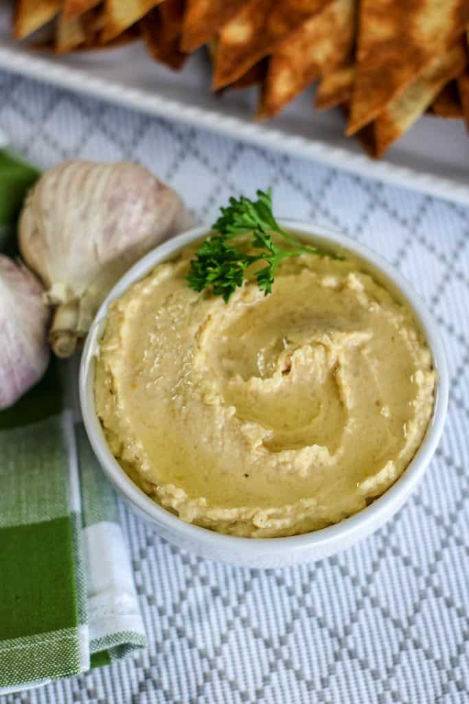 Easy to make instant pot hummus with roasted garlic