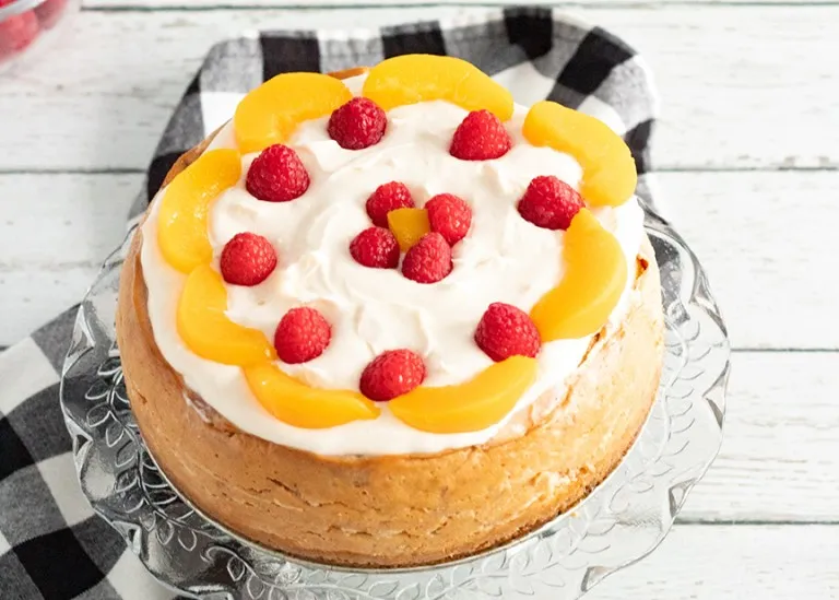 Instant Pot Raspberry Peach Cheesecake