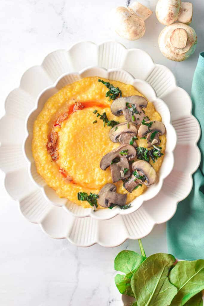 Instant Pot Polenta with Mushrooms and Spinach