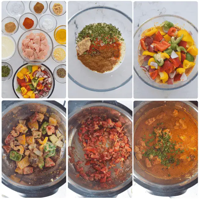 instant pot chicken tikka masala inprocess photos that show step by step instructions