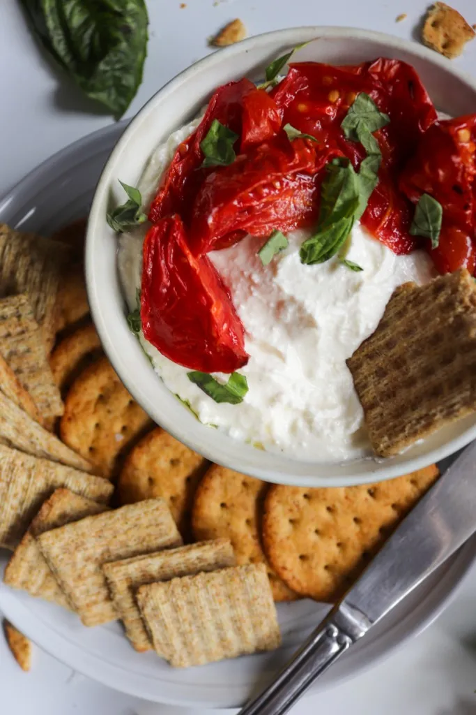 roasted red peppers and whipped feta dip