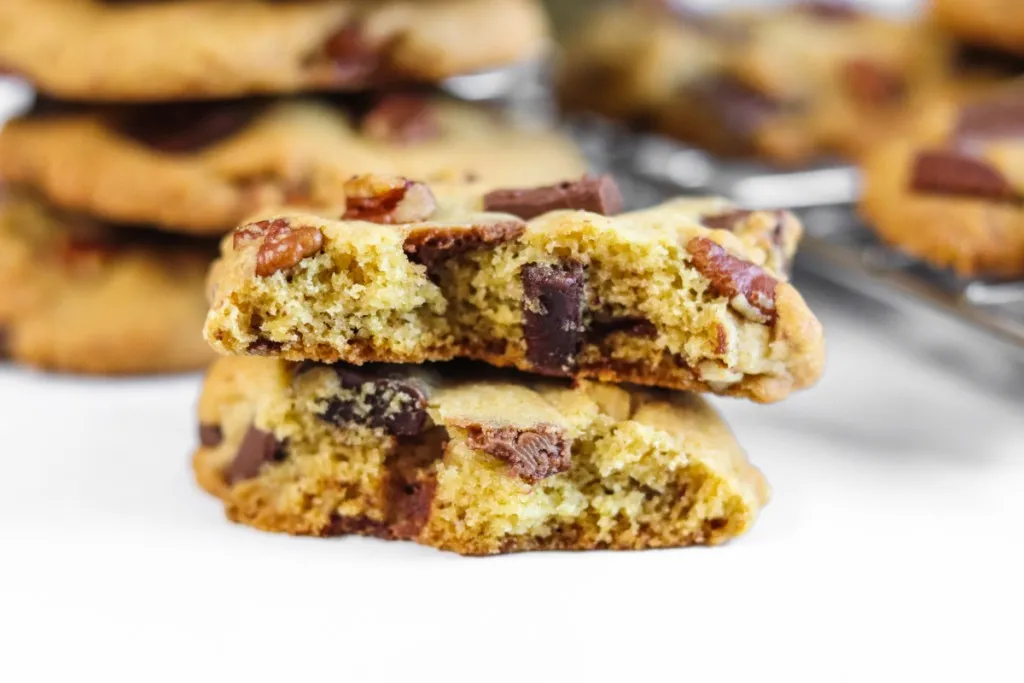 side view of coffee house cookies recipe broken in half