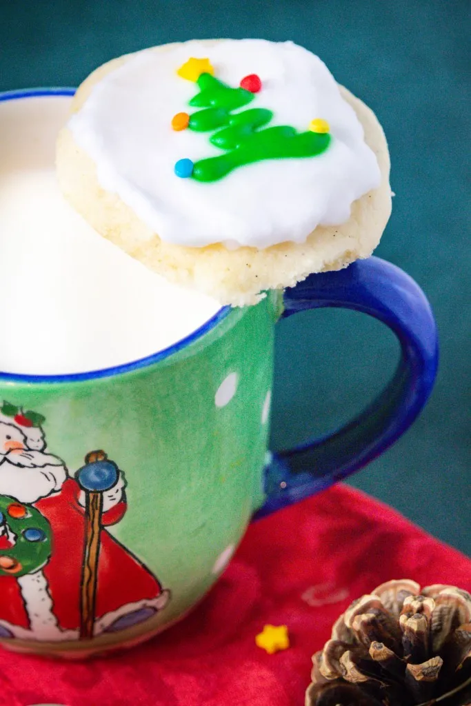 milk and cookies on a mug