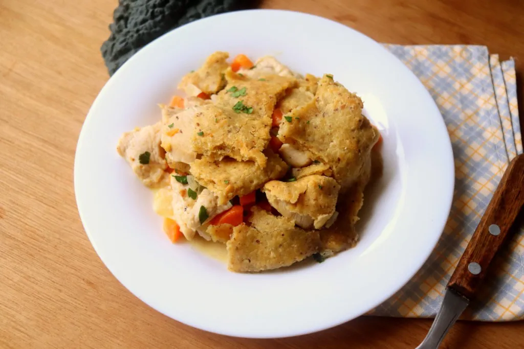 overhead shot of keto chicken pot pie recipe