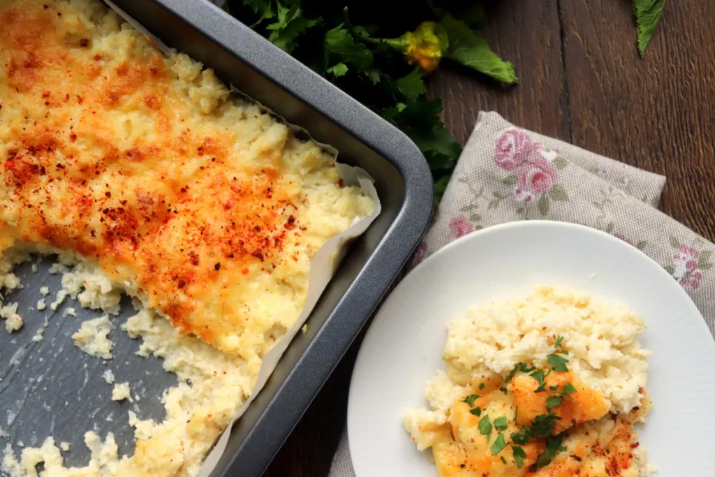 close up view of baked cauliflower