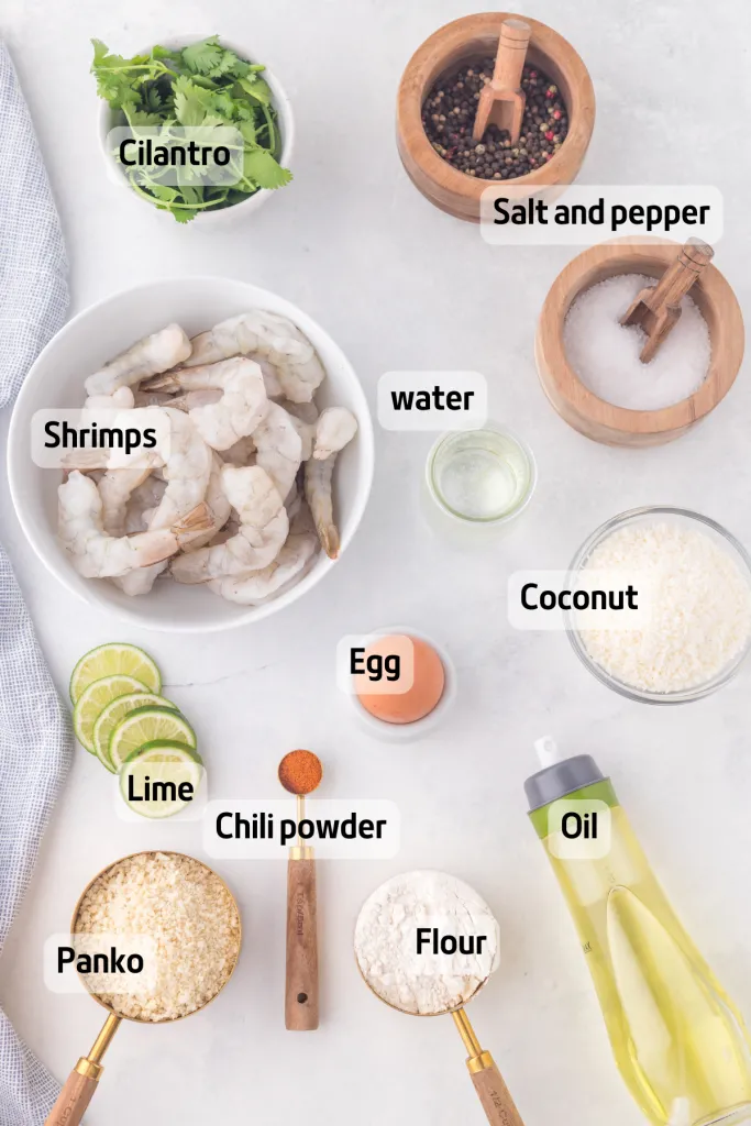 ingredients needed for the coconut shrimp