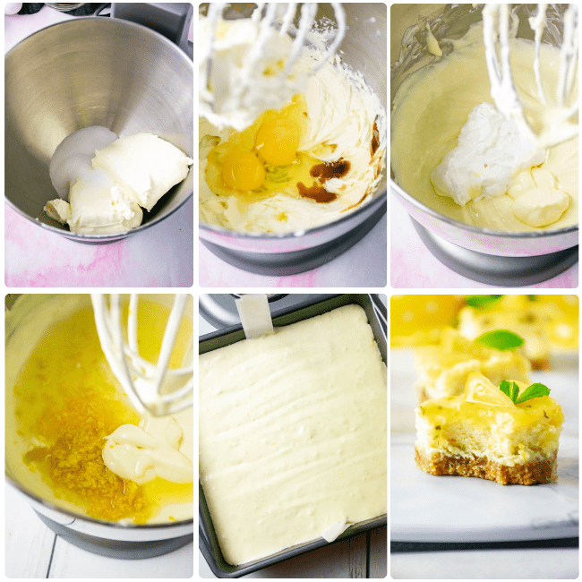 step by step directions how to make cheesecake bars