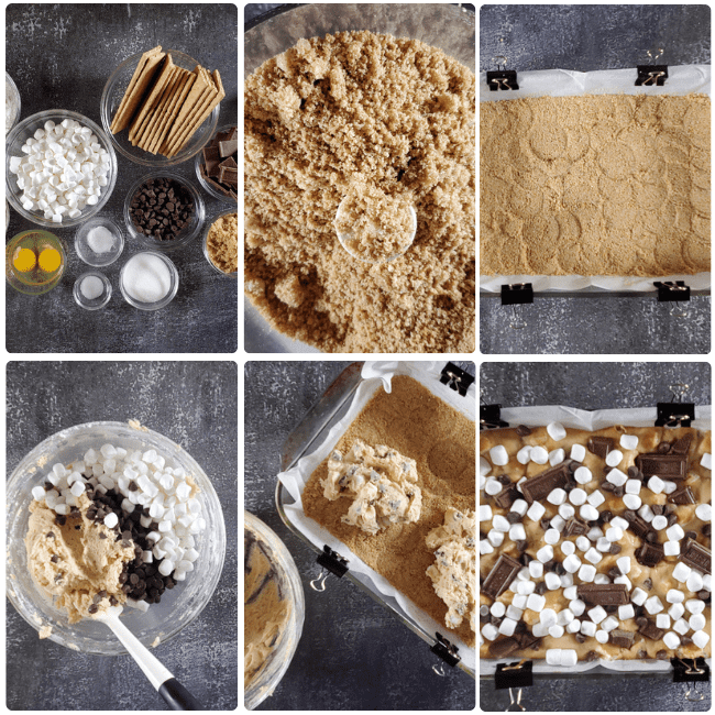 step by step directions how to make smores bars