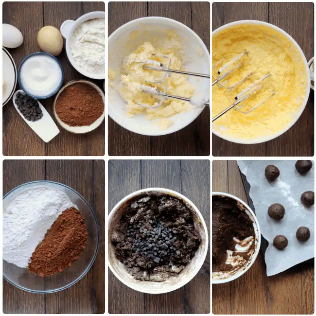 step by step photo directions on how to make easy double chocolate cookies