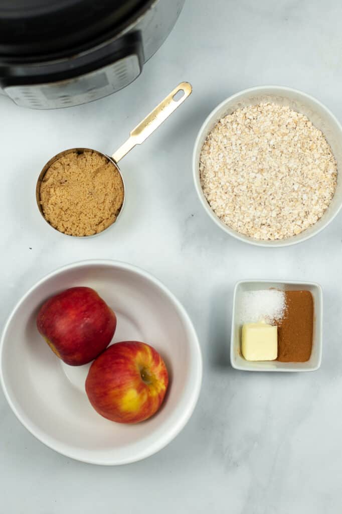 ingredients to make instant pot apple cinnamon oatmeal for breakfast recipe