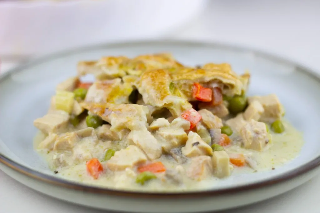 side shot of chicken pot pie recipe