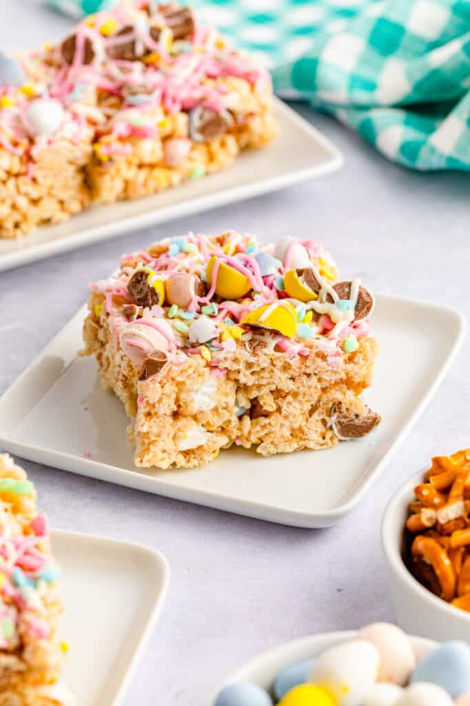 side view of easter rice krispies treats