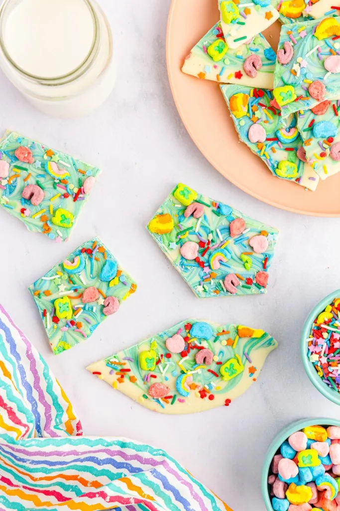 more pieces of rainbow marshmallow white chocolate bark