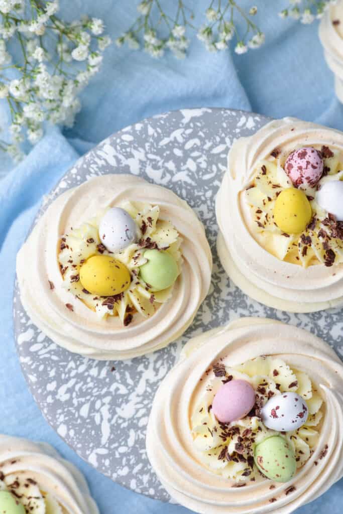 mini meringue nests filled with cadbury mini easter eggs