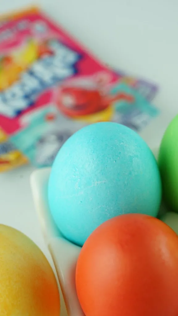 blue colored easter egg using kool aid