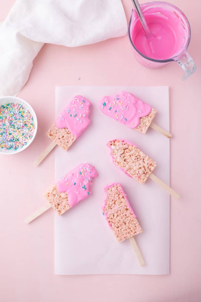 pink barbie popsicle rice kripie treats process photo on how to make them