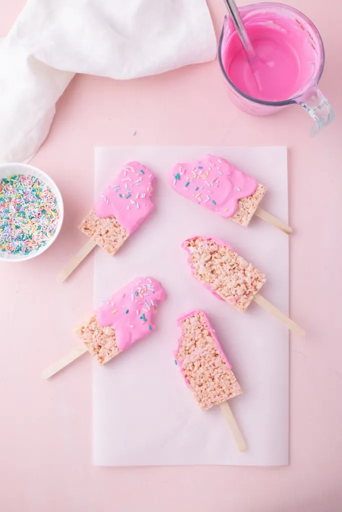 pink barbie popsicle rice kripie treats process photo on how to make them