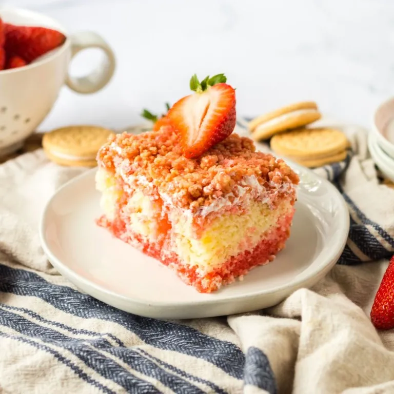 Strawberry Crunch Poke Cake